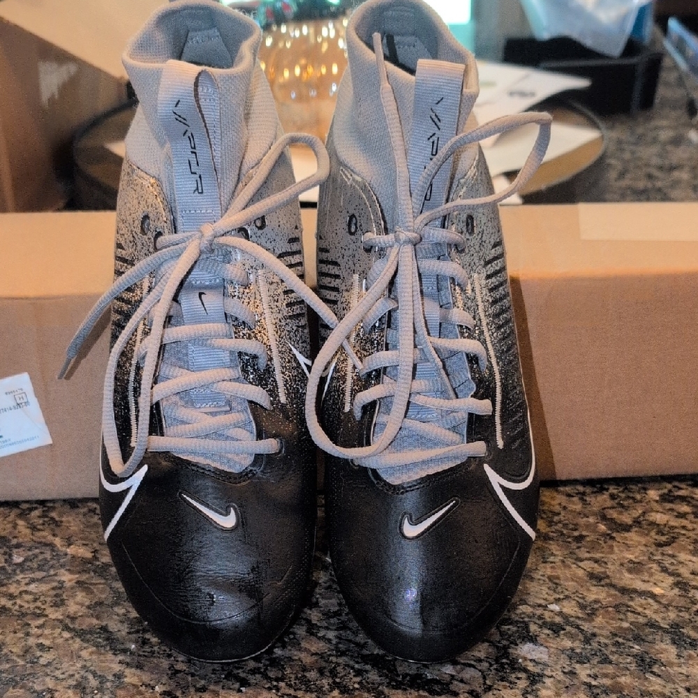 Men's Nike Vapor Pro 360 2 Black and Silver Football Cleats